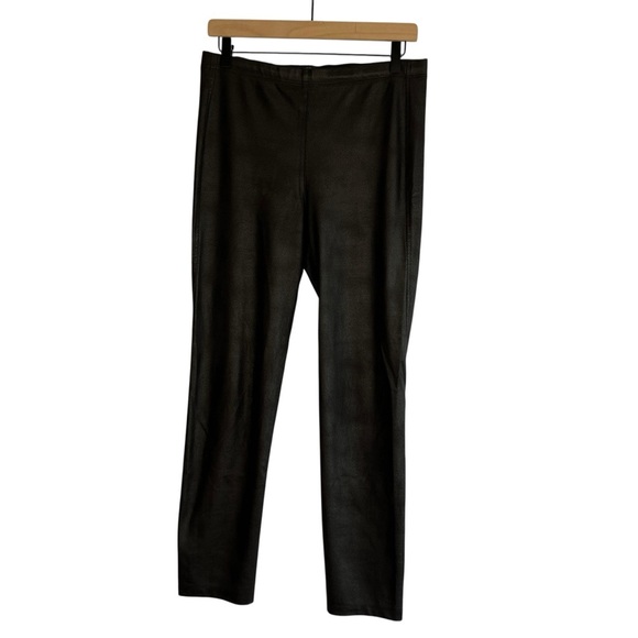 ABSOLU PARIS Made in France Womens Vegan Leather Pull On Pants Black FR 44/US 10 - Picture 1 of 5